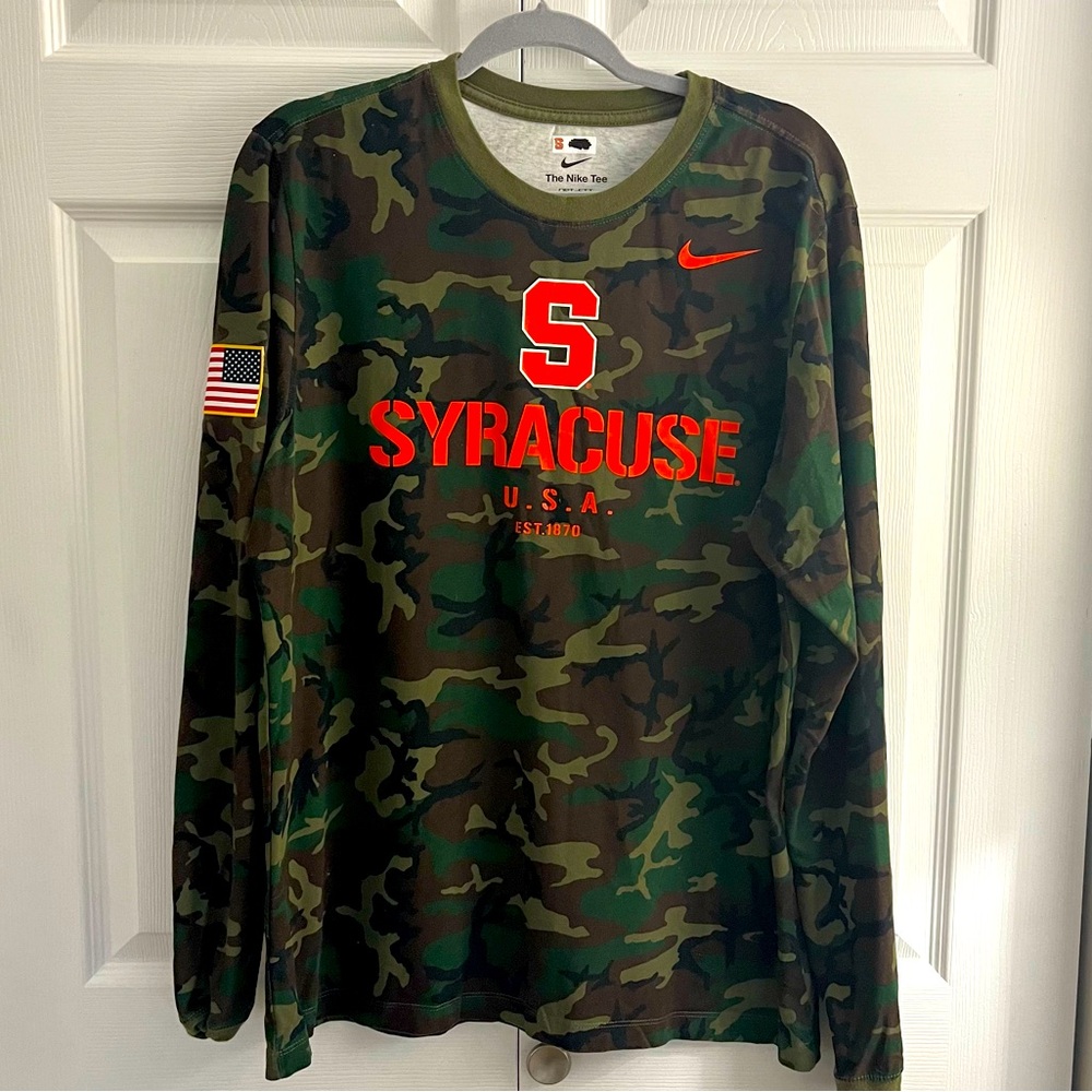 Syracuse Long Sleeve Tee Shirt, Nike Dri-Fit Camo, Size L